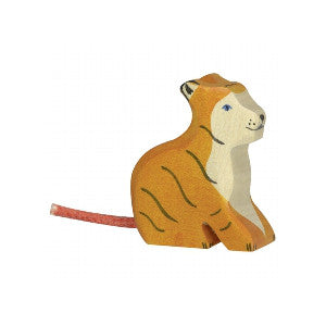 Wooden Young Tiger Figurine