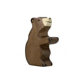Wooden Young Bear Figurine