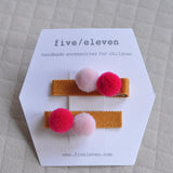 Pom Pom Hair Clips x2