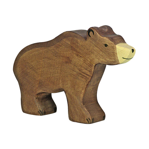 Wooden Brown Bear Figurine