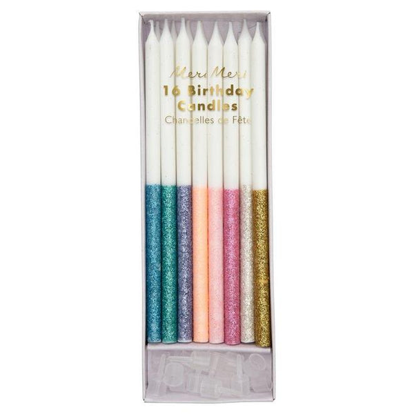 Glitter Dipped Candles Multicolor x16