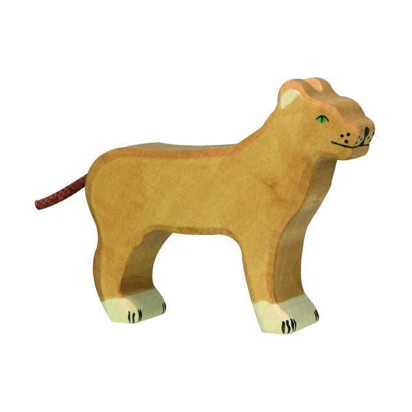 Wooden Lioness Figurine