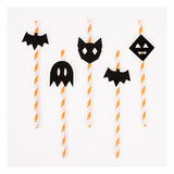 12 Orange Diagonal Straws with Toppers