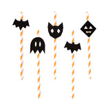 12 Orange Diagonal Straws with Toppers