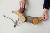 Pull Toy Green Sausage Dog