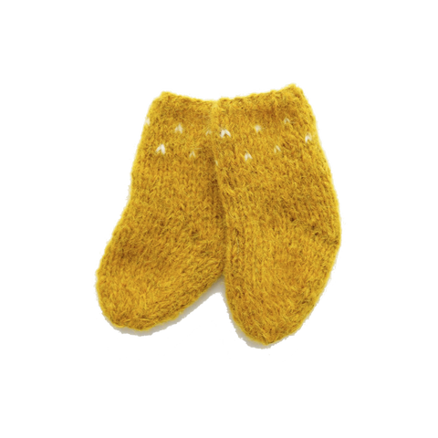 Handknit Baby Socks, Gold
