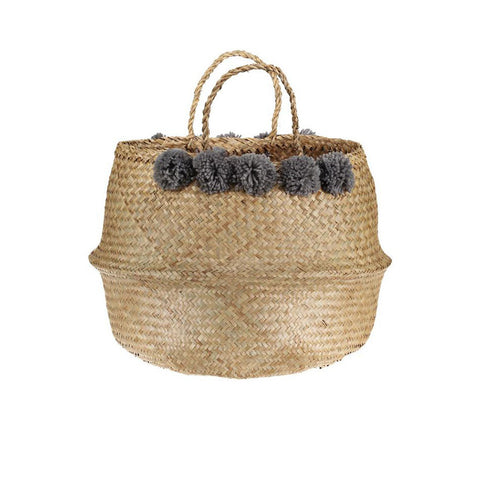 Pom Pom Basket, Grey