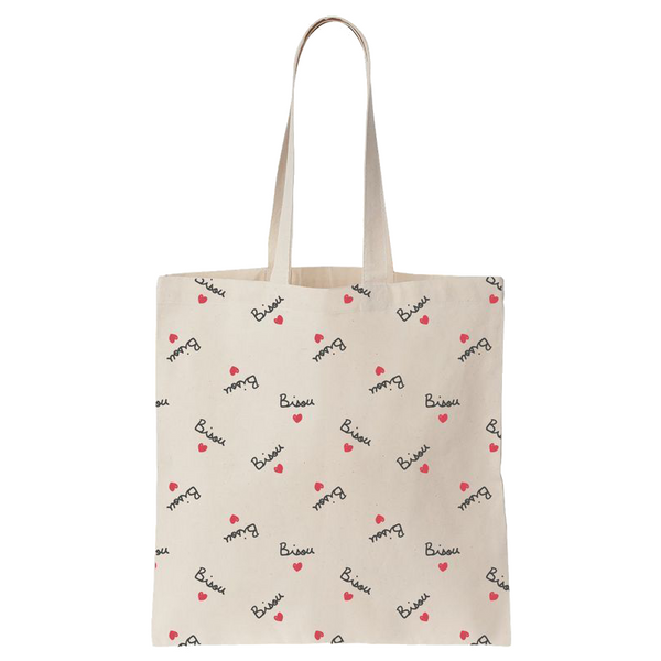 Merci cotton tote bag - Navy Blue